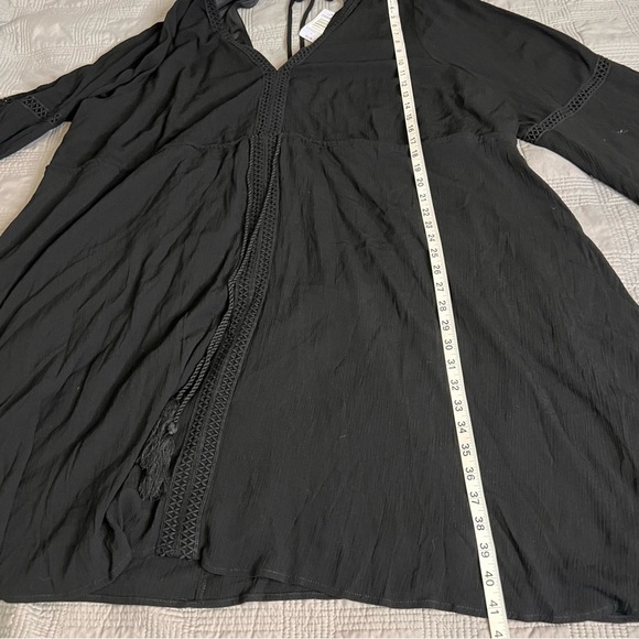 TORRID Black Gauze Long Sleeve Skater Dress Bell Sleeve Tie Back Plus Size 4X 4 - Picture 8 of 14